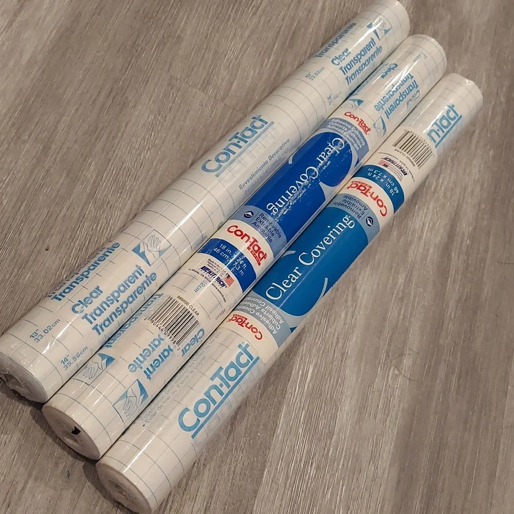 3 rolls clear Contact covering for shelves drawers etc 18